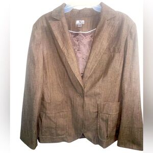 Worthington Women's One Button Blazer Jacket Brown Size Medium